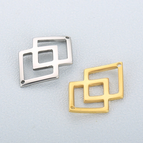 Conectores Geométricos Rombos Cuadrados Entrelazados Acero Inoxidable Colgantes DIY Fabricación De Joyas Accesorios Manualidades Minimalistas
