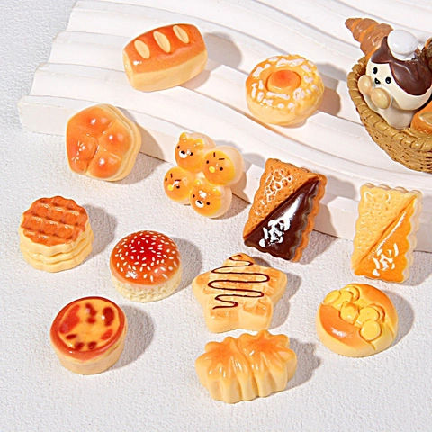 Modelli Di Cibo In Miniatura Simulazione Pane Dessert Cabochon In Resina Per DIY Fermagli Per Capelli Artigianato Casa Delle Bambole