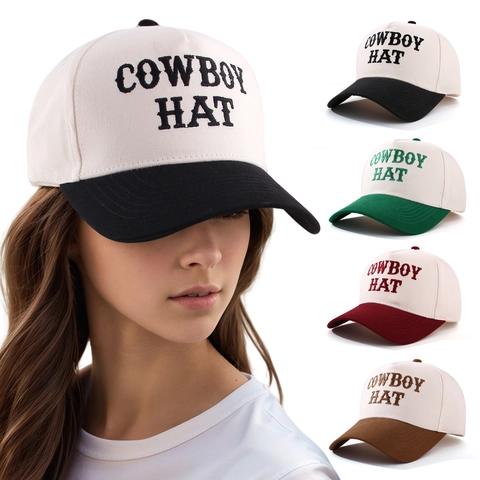 Cowboy Hat Buchstaben Stickerei Baseballkappe Polyester Baumwolle Blockfarben Verstellbar Outdoor Vintage Streetwear Hut Unisex
