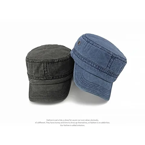Vintage Washed Cotton Cadet Hat Breathable Metal Eyelets Adjustable Military Cap Outdoor Sun Hat Unisex