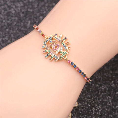 Bracelet Collier Ajustable Lettre MOM Zircon Coloré Bijoux En Cuivre Cadeau De Fête Des Mères Pour Femmes