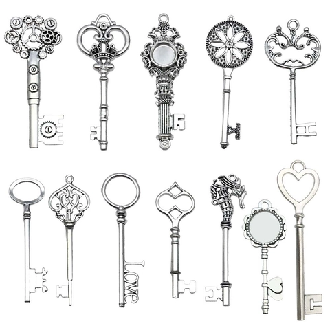Antique Silver Zinc Alloy Vintage Key Pendants For DIY Jewelry Making Bracelet Necklace Handbag Decoration Craft Supplies