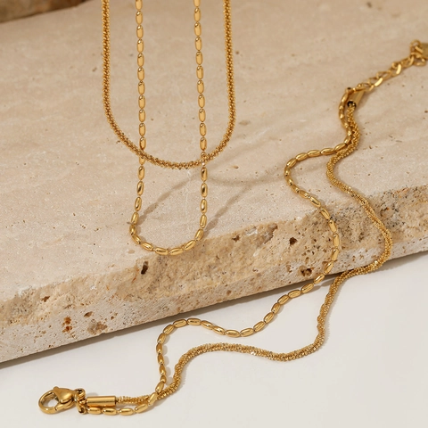 Multilayer Stainless Steel Chain Necklace Bracelet And Anklet Minimalist Elegant Waterproof Jewelry For Women