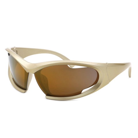 Occhiali Da Sole Sportivi Avvolgenti Futuristico Y2K Steampunk Montatura PC Protezione UV400 Moda Ciclismo Unisex