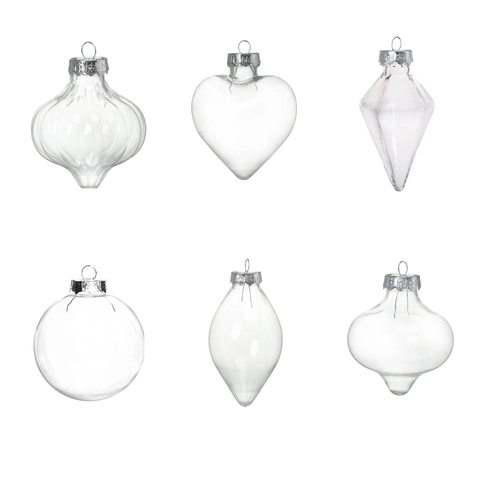 Decorazioni Di Natale Trasparenti Plastica Appese Per Albero Con Cappucci Metallici Argentati Forme Irregolari Decorazione