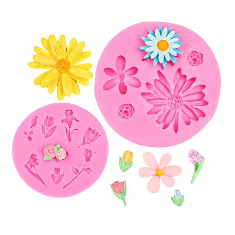 Mini Bloem Fondant Siliconen Vorm Taart Decoratie Roos Tulp Madeliefje DIY 3D Chocolade Klei Ambachtelijke Gereedschappen