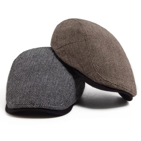 Heren Vintage Flat Cap Visgraat Verstelbaar Ivy Hat Britse Stijl Katoen Polyester Herfst Winter