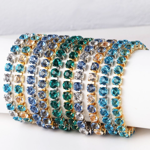 Bracelet Tennis En Zircon Cristal Rond Alliage Simple Rangée Bijoux Élégants Cadeau Pour Femmes Accessoire Mode