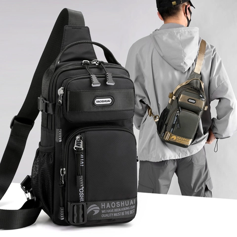 Borsa Da Petto Da Uomo In Nylon Impermeabile Tracolla Multitasche Leggera Tattica Casual Da Viaggio Spalla All Aperto