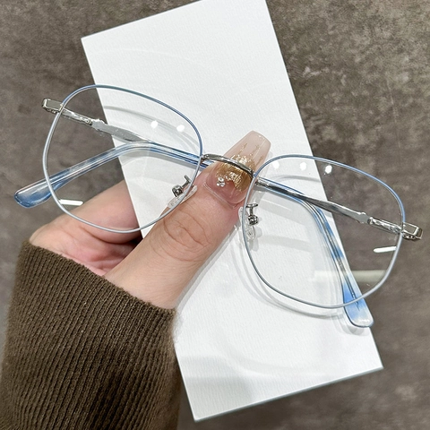 Occhiali Ottici Con Montatura In Metallo Anti Luce Blu Occhiali Alla Moda Oversize Lenti Chiare Per Uomini Donne