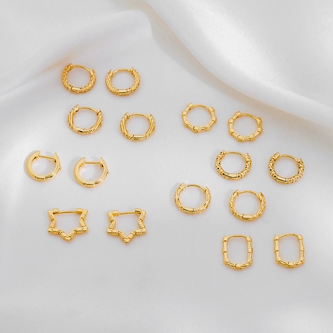 Geometrische Huggie Hoop Ohrringe Aus Vergoldetem Kupfer Minimalistischer Modeschmuck Für Damen