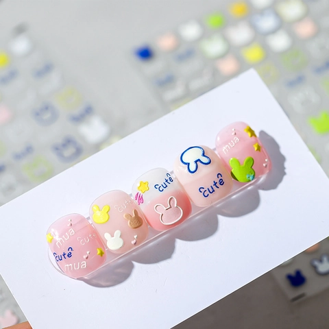 5D Relief Nail Art Stickers Embossed 3D Self Adhesive Strawberry Flower Heart Pattern DIY Manicure Decoration Cute Style