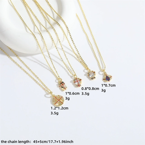 Minimalist Copper Zirconia Pendant Necklace For Women Gold Plated Tree Of Life Shell Teacup Cat Small Clavicle Chain Jewelry