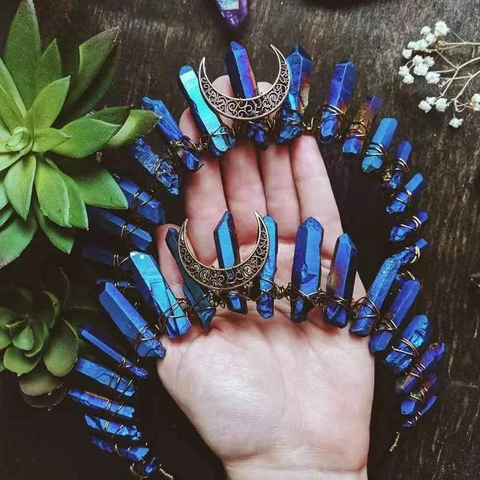 Serre-tête Couronne en Cristal Naturel Fait Main Bohème pour Femme Wicca Sorcière Mystique Aura Quartz Tiara Accessoire Cheveux