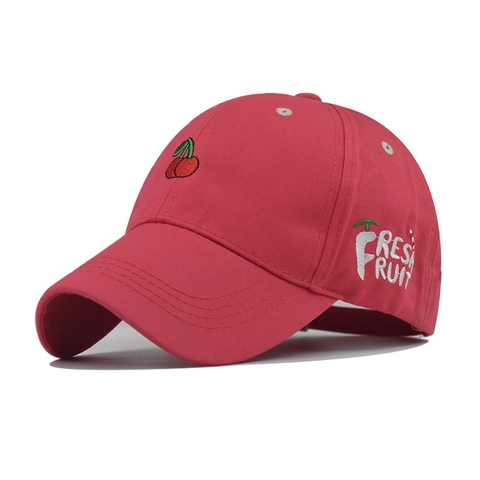 Baseball Cap Baumwolle Twill Frucht Stickerei Fresh Fruit Seite Buchstabe Sonnenhut Outdoor Lässig Verstellbar Damen Herren