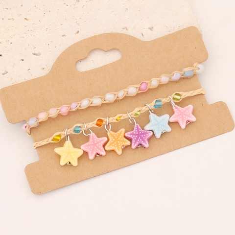 Bohemian Oceaan Dier Armbanden Hars Zeester Dolfijn Schildpad Schelp Charms Kralen Geweven Touw Sieraden Voor Dames Meisjes
