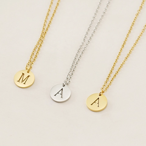 Initialen Ketting Roestvrij Staal Ronde Hanger Holle Letter Minimalistisch Mode Sieraden Verguld Voor Dames