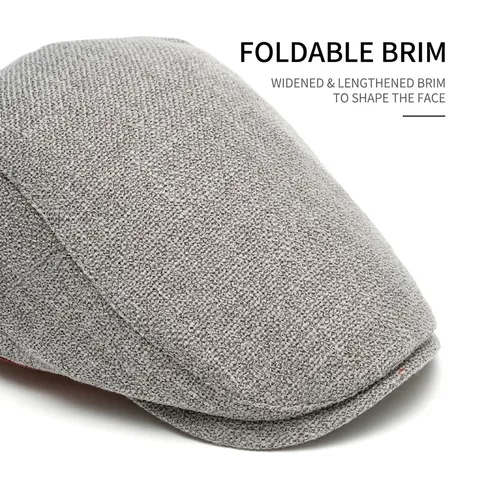 Gorra Plana Hombre Color Sólido Transpirable Textura Tejida Ajustable Estilo Británico Retro Gorra Ivy Casual