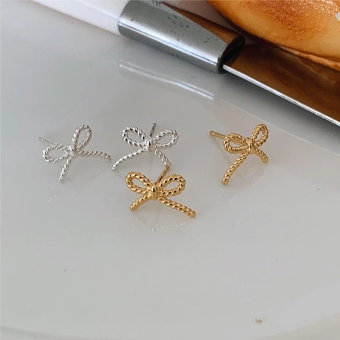 Orecchini A Lobo Con Fiocco In Argento Sterling 925 Con Trama A Corda Intrecciata Gioielli Minimalisti In Stile Coreano Per Donna