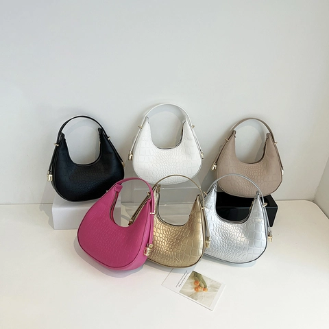 Borsa A Mano Mezzaluna Con Motivo Coccodrillo In Pelle PU Da Donna Borsa Hobo Sottobraccio A Spalla Moda Versatile