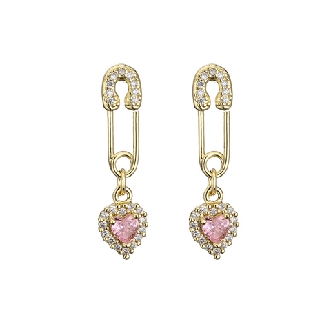 Boucles d'Oreilles Pendantes en Cuivre Strass et Perle Artificielle Croix Cœur Goutte d'Eau Plaquées Or Bijoux de Mode pour Femmes