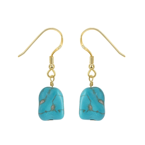 Pendientes Colgantes Retro Con Turquesa Irregular Y Poste De Plata De Ley 925 Joyas Elegantes Para Mujer