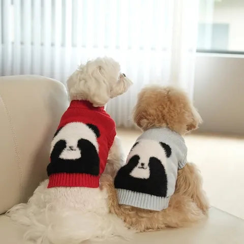 Hunde Pullover Gestrickt Panda Muster Pullover Warme Winterkleidung Für Kleine Mittlere Hunde Katzen Süße Strickware