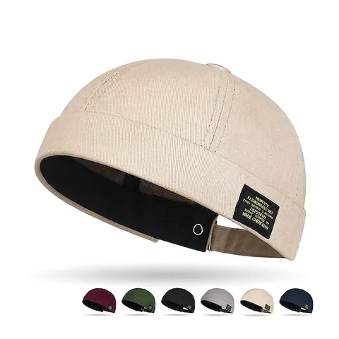 Cappello Docker Senza Tesa Cotone Regolabile Patch Lettera Retro Streetwear Miki Berretto Per Uomo Donna