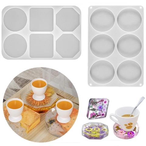 Silicone Mold For DIY Resin Coaster Making Thickened Multi Shape Round Square Octagonal Baking Cake Biscuit Craft Tool