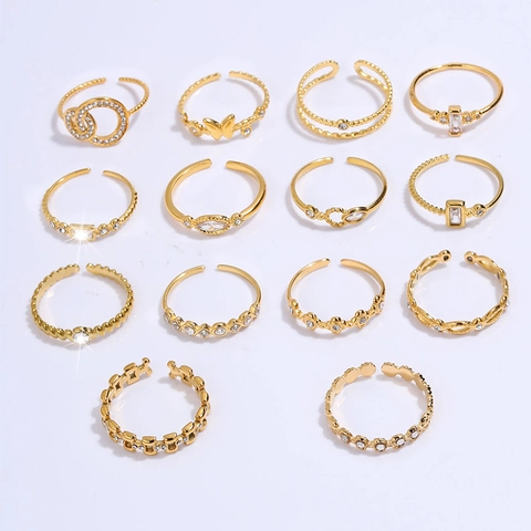 Fashion Butterfly Open Rings For Women Stainless Steel Zircon Adjustable Geometric Minimalist Jewelry Elegant