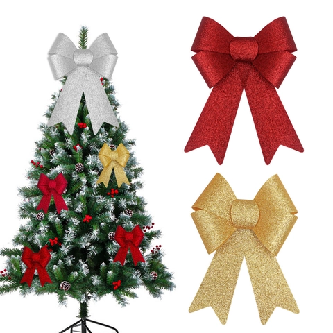 Fiocchi Di Natale Luccicanti In PVC Decorativi Per Punta Albero Ornamenti Per Festa Casa Interno Esterno Decorazione Matrimonio