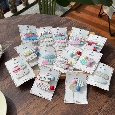 Sweet Dopamine Style Acrylic Alloy Hair Clips Candy Color Striped Polka Dot Floral Side Duckbill Barrette For Women Girls