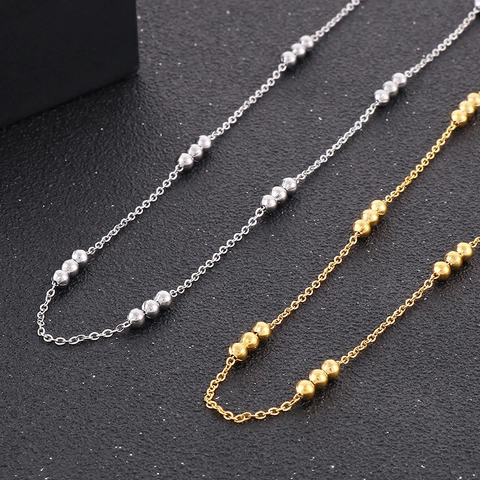 Edelstahl Halskette Kugelkette Minimalistische Runde Perlen Schlüsselbeinkette Für Damen Kleines Design Schmuck Zubehör