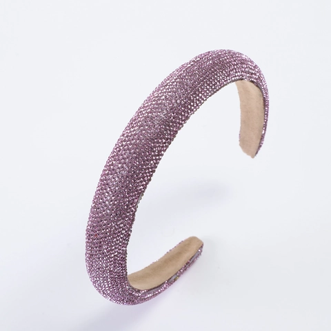 Sparkling Rhinestone Padded Headband For Women Wide Sponge Hair Hoop With Velvet Lining Elegant Sweet Party Headwear