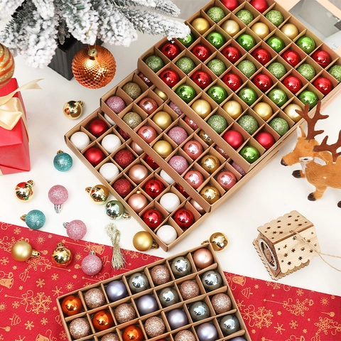 Palle Di Natale Plastica Galvanizzato Opaco Glitter Addobbi Pendenti Albero Decorazioni Festa Casa
