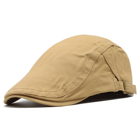 Casquette Plate Classique En Coton Pour Hommes Et Femmes Réglable Couleur Unie Style Britannique Respirant