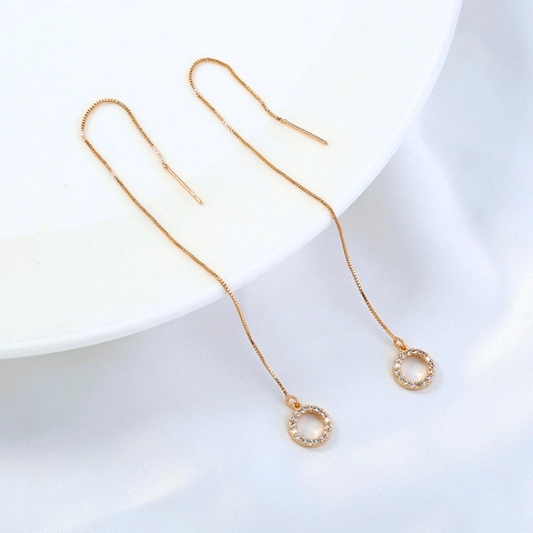 Lange Quaste Zirkon Ohrlinien Ohrringe Kupfer Material Stern Mond Französischer Stil Eleganter Schmuck Für Frauen