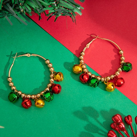 Kerst Oorbellen Legering Emaille Gekleurde Bellen Krans Sterren Fluwelen Strik Sieraden Voor Vrouwen Feest