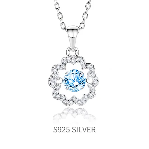 925 Sterlingsilber Sonnenblume Anhänger Halskette Für Damen Moissanit Strass Eingelegt Tanzender Stein Gänseblümchen Schlüsselbeinkette Schmuck