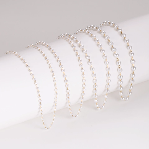304 Stainless Steel Artificial Pearl Necklace For Women Gold Plated Beads Choker Versatile Minimalist Fashion Jewelry