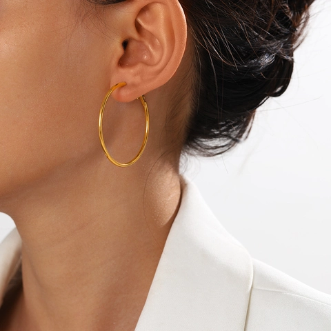 Minimalist Stainless Steel Hoop Earrings For Women Fashion Geometric Round Circle Earrings Gold Silver Rose Gold Plated Jewelry Gift