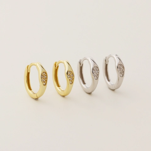Orecchini a Cerchio Geometrici Irregolari in Argento Sterling 925 Strass Piccoli Orecchini Huggie Lusso Leggero da Donna Gioielli