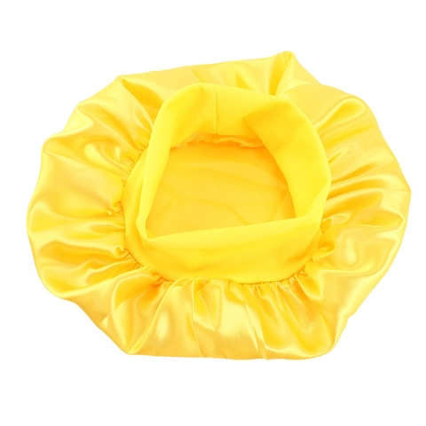 Kids Satin Sleep Bonnet Elastic Wide Band Nightcap Hair Care Protection Cover For Toddler Boys Girls Solid Color Breathable
