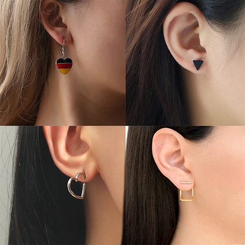 Minimalistische Hart Oorknopjes Metaal Legering Strass Kunstparel Emaille Geometrische Oorbellen Voor Vrouwen Sieraden