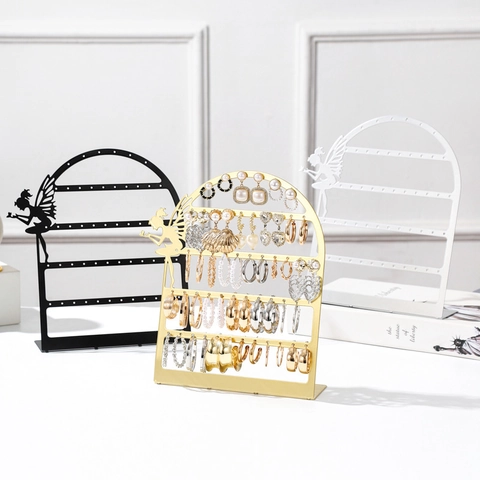 Earring Organizer Stand Metal Fairy Silhouette Desktop Stud Jewelry Display Holder