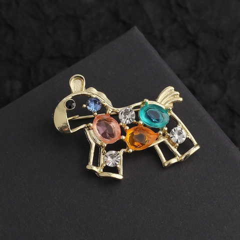 Fashion Zinc Alloy Enamel Horse Brooch Pin Cute Animal Rocking Horse Running Horse Brooches For Women Men Jewelry Decoration