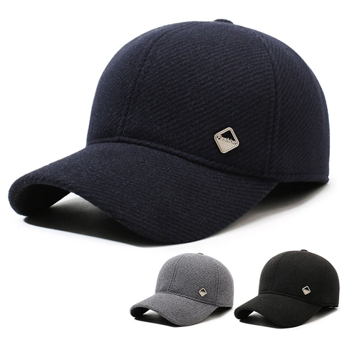 Gorra De Béisbol De Lana Para Hombre Invierno Con Protección Para Los Oídos Gruesa Cálida Cortavientos Ajustable Aire Libre