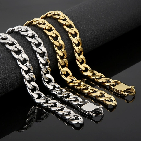 Collar Y Pulsera De Cadena De Eslabones Cubanos Para Hombre Acero Inoxidable Resistente Hip Hop Joyería Gruesa Pulida
