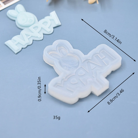 Happy Letter Rabbit Silicone Mold DIY Baking Cake Decorating Chocolate Handmade Soap Resin Craft Cute Cartoon