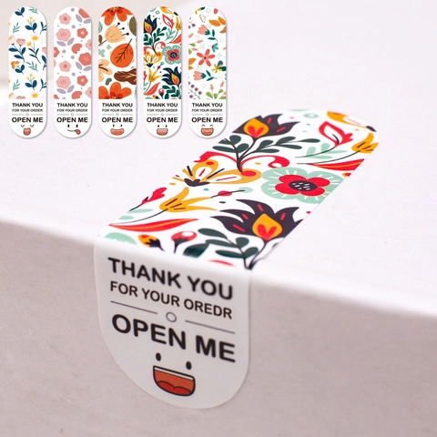 Thank You Sealing Stickers Floral Pattern Adhesive Labels For Small Business Gift Packaging Decorative Greeting Stickers